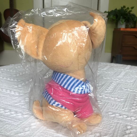 Adorable Chihuahua Plush Toy w/ Pink Bed and Pink Sweater 9" Stuffed Dog Kawaii - Picture 8 of 12